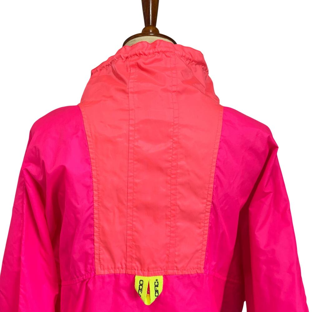 90s Ocean Pacific OP Neon Pink Windbreaker Pullover Half-Zip Jacket, Size M - Picture 5 of 8